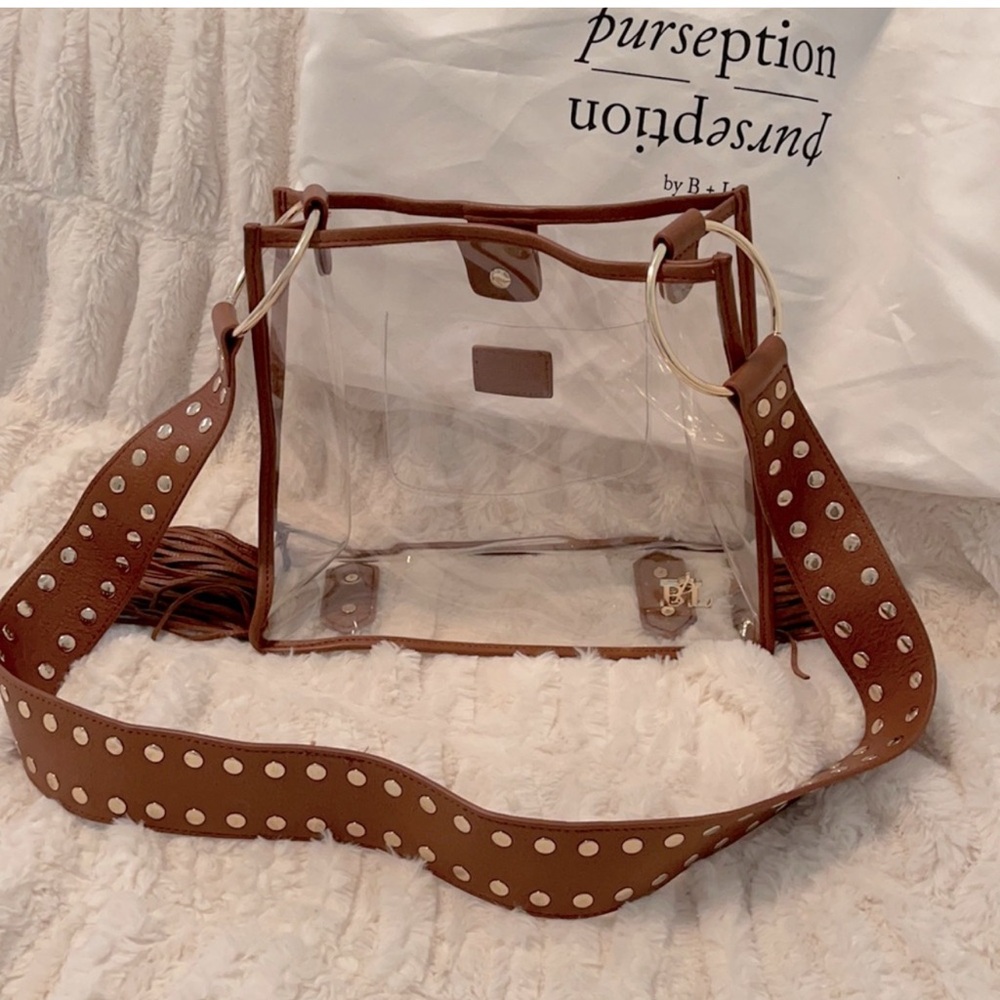 Brown and White Polka Dot Crossbody Bag